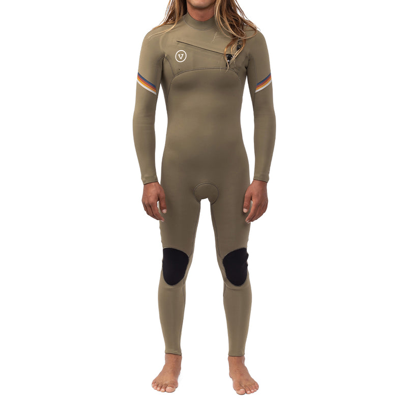 Long John Vissla 7 Seas Raditude 3-2 Full Chest Zip Caqui Escuro