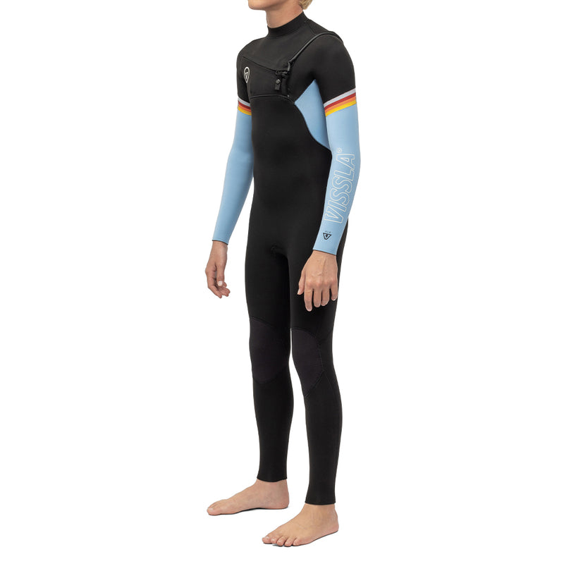 Long John Juvenil Vissla 7 Seas Boys Raditude 3-2 Full Chest Zip Preto com Azul