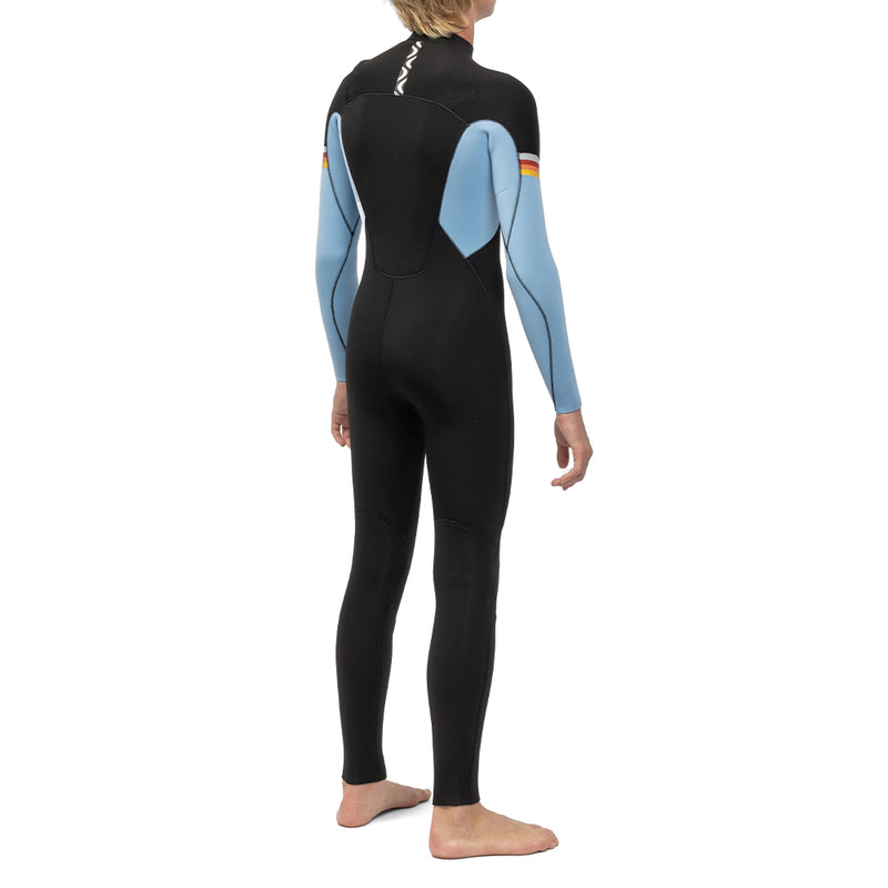 Long John Juvenil Vissla 7 Seas Boys Raditude 3-2 Full Chest Zip Preto com Azul