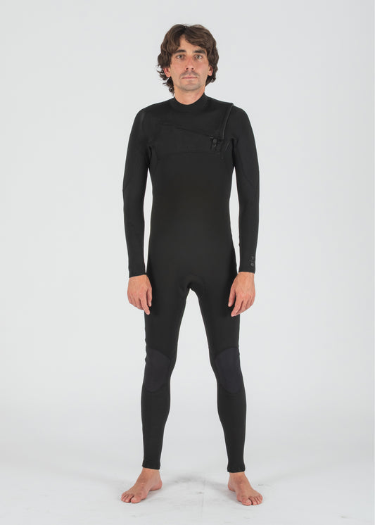 Long John Vissla 7 Seas 3-2 Full Chest Zip Preto