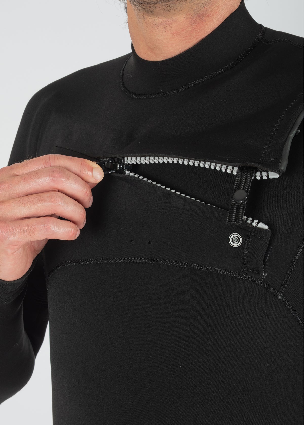 Long John Vissla 7 Seas 3-2 Full Chest Zip Preto