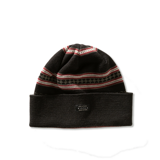 Gorro Vissla Stripes Preto em Tricô Jacquard Listrado