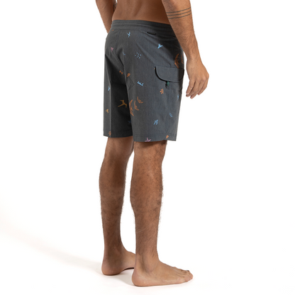 Boardshort Upcycled Coconut Vissla Miyashiro Island Cinza