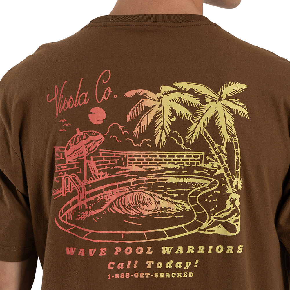 Camiseta Vissla Wave Pool Warriors Marrom Manga Curta
