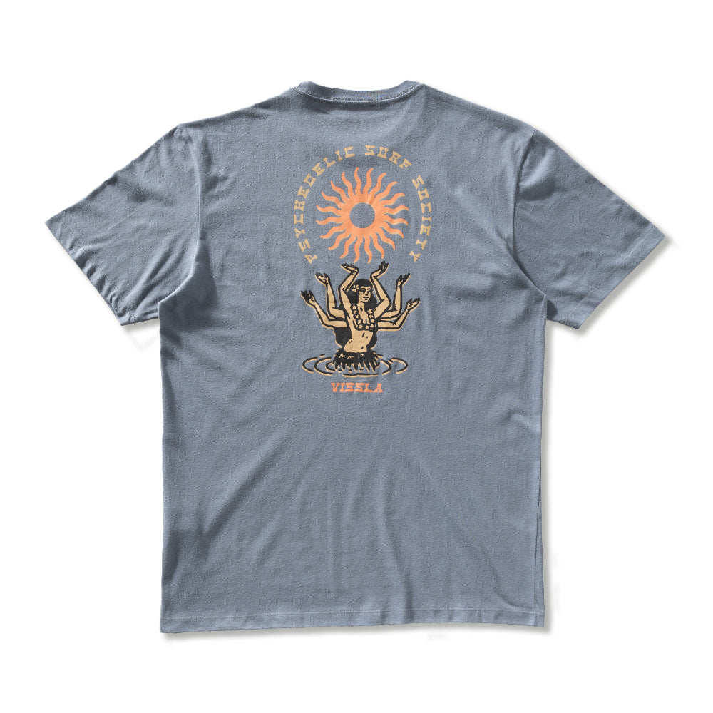 Camiseta Vissla Hula Hands Azul Manga Curta