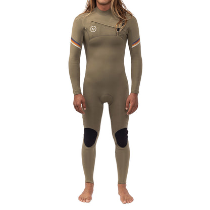Long John Vissla 7 Seas Raditude 3-2 Full Chest Zip Caqui Escuro