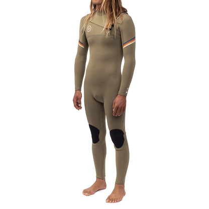 Long John Vissla 7 Seas Raditude 3-2 Full Chest Zip Caqui Escuro