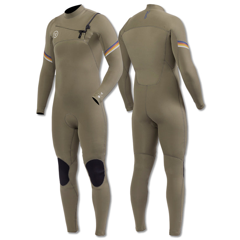 Long John Vissla 7 Seas Raditude 3-2 Full Chest Zip Caqui Escuro