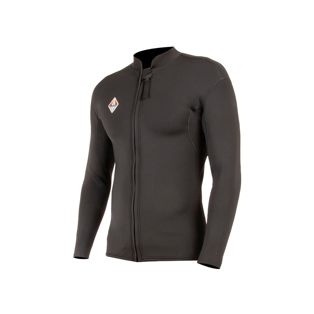 Jaqueta Neoprene Vissla Solid Sets 2MM Front Zip Preto